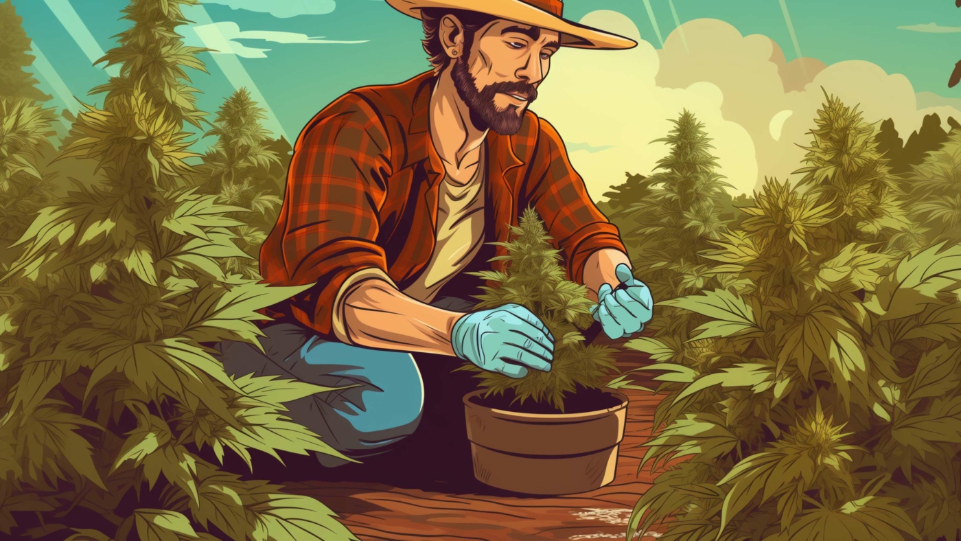 The Ultimate Guide To Delta 8 Flower: How Is It Made 14 Indacloud. Image Of Cannabis Farmer Picking Cannabis Retro Comi A6464D4F 60D5 4782 A7C0 1D9970Deed96