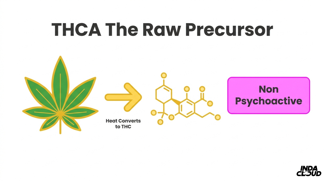 Understanding Thca: Benefits, Uses, &Amp; Legality 7 Thca Raw Precursor Infographic Showing Cannabis Leaf, Thca Molecular Structure, Heat Conversion To Thc, And Non Psychoactive Status
