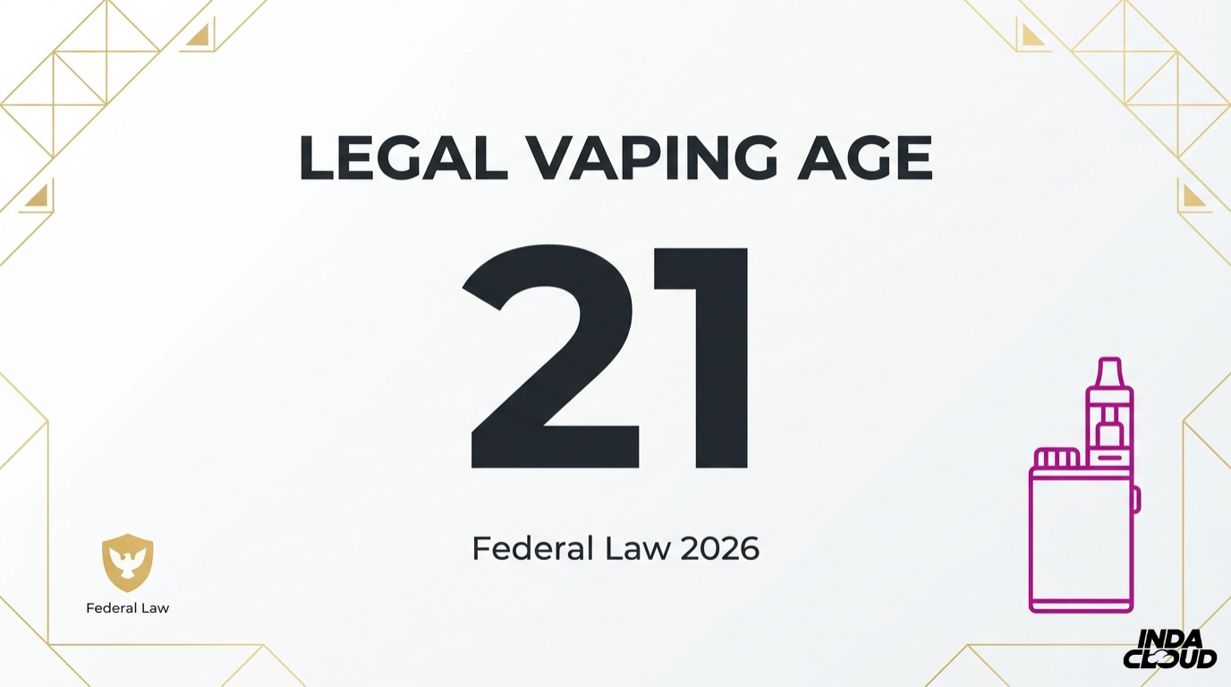 Vaping Age: How Old Do You Have To Be To Vape In 2026? 12 Infographic Showing The Legal Vaping Age In The United States As 21 Under Federal Law For 2026